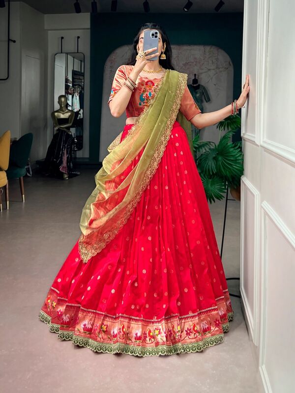 Jacquard Silk (Paithani) Lehenga