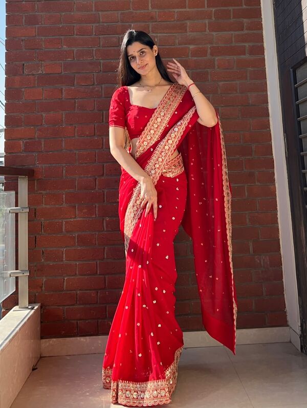Fox Georgette Karva Chuath special Saree