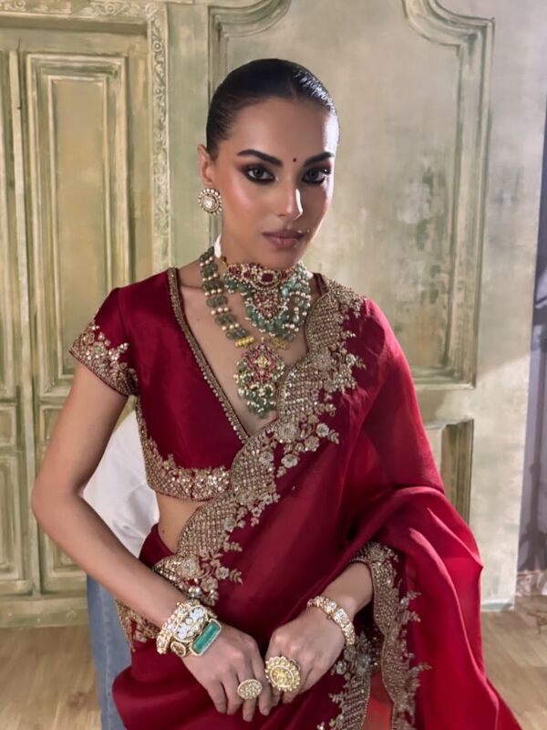 Satin Saree with readymade blouse
