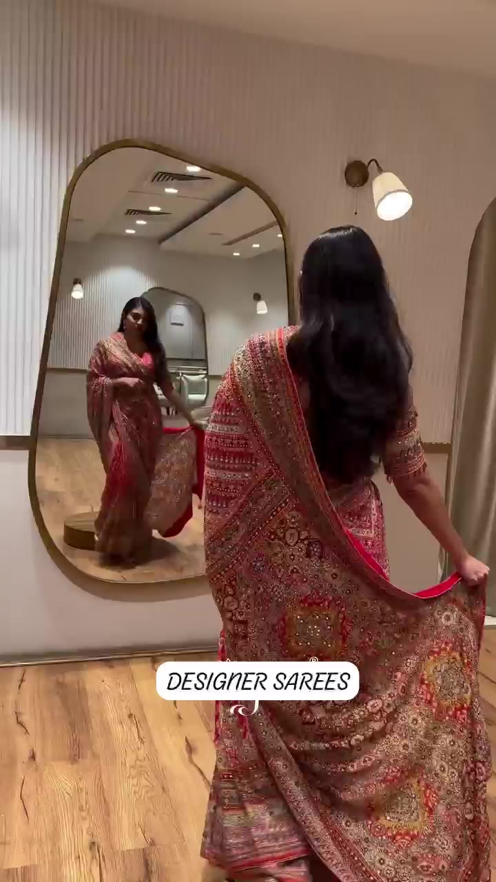 Soft Chinnon with beautiful print Saree